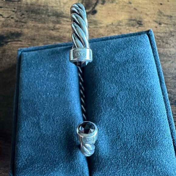 David Yurman Cable Cuff Bracelet w/ Sterling Silver & Black Diamonds - Medium - Picture 11 of 16